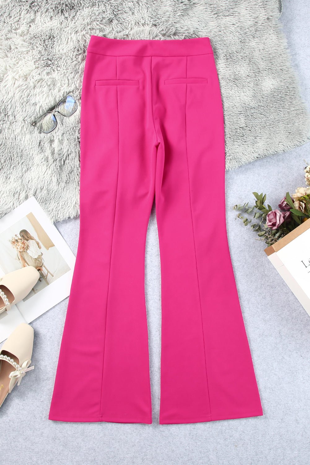 Rose Split Hem High Waist Pants - Naughty Girl Essentials