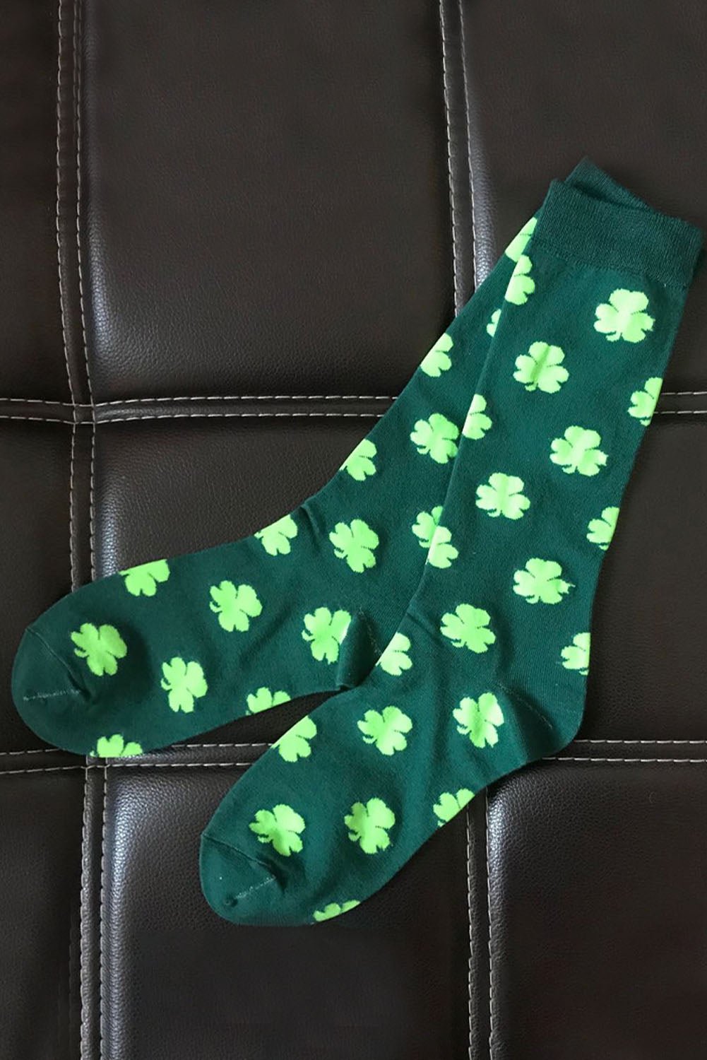 Dark Green St Patricks Clover Print Tube Socks - Naughty Girl Essentials