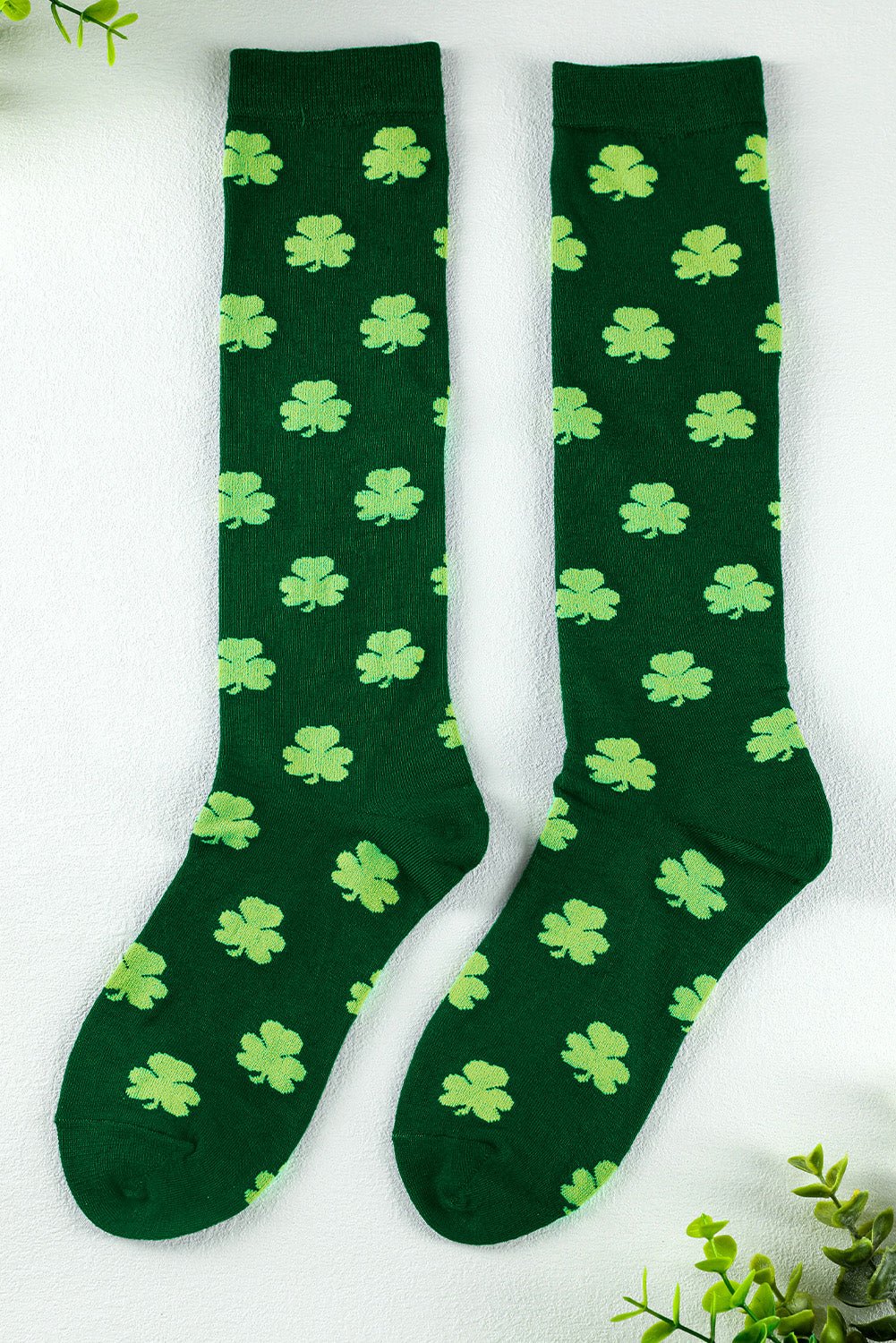 Dark Green St Patricks Clover Print Tube Socks - Naughty Girl Essentials