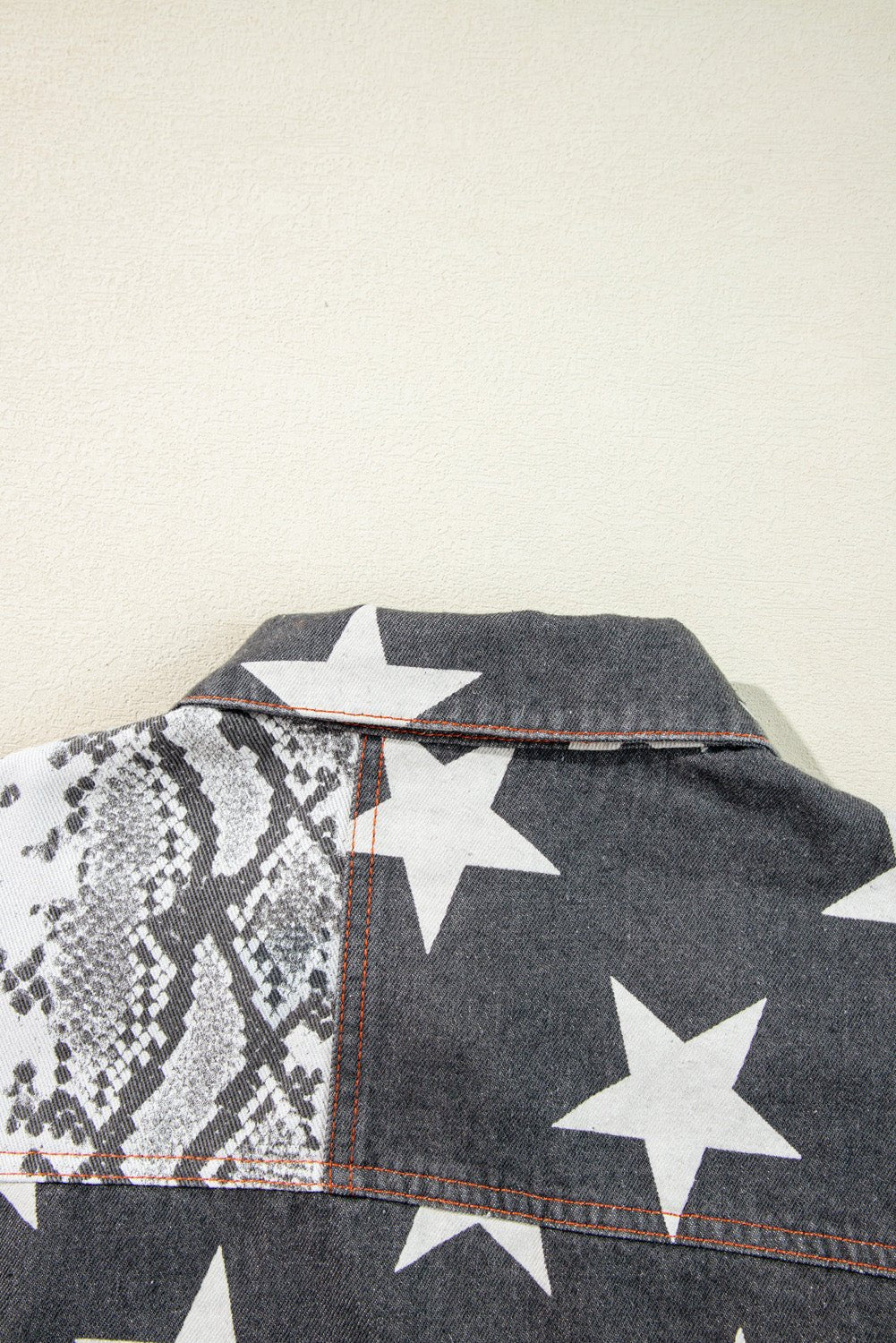 Black Star Snakeskin Printed Patchwork Denim Jacket - Naughty Girl Essentials