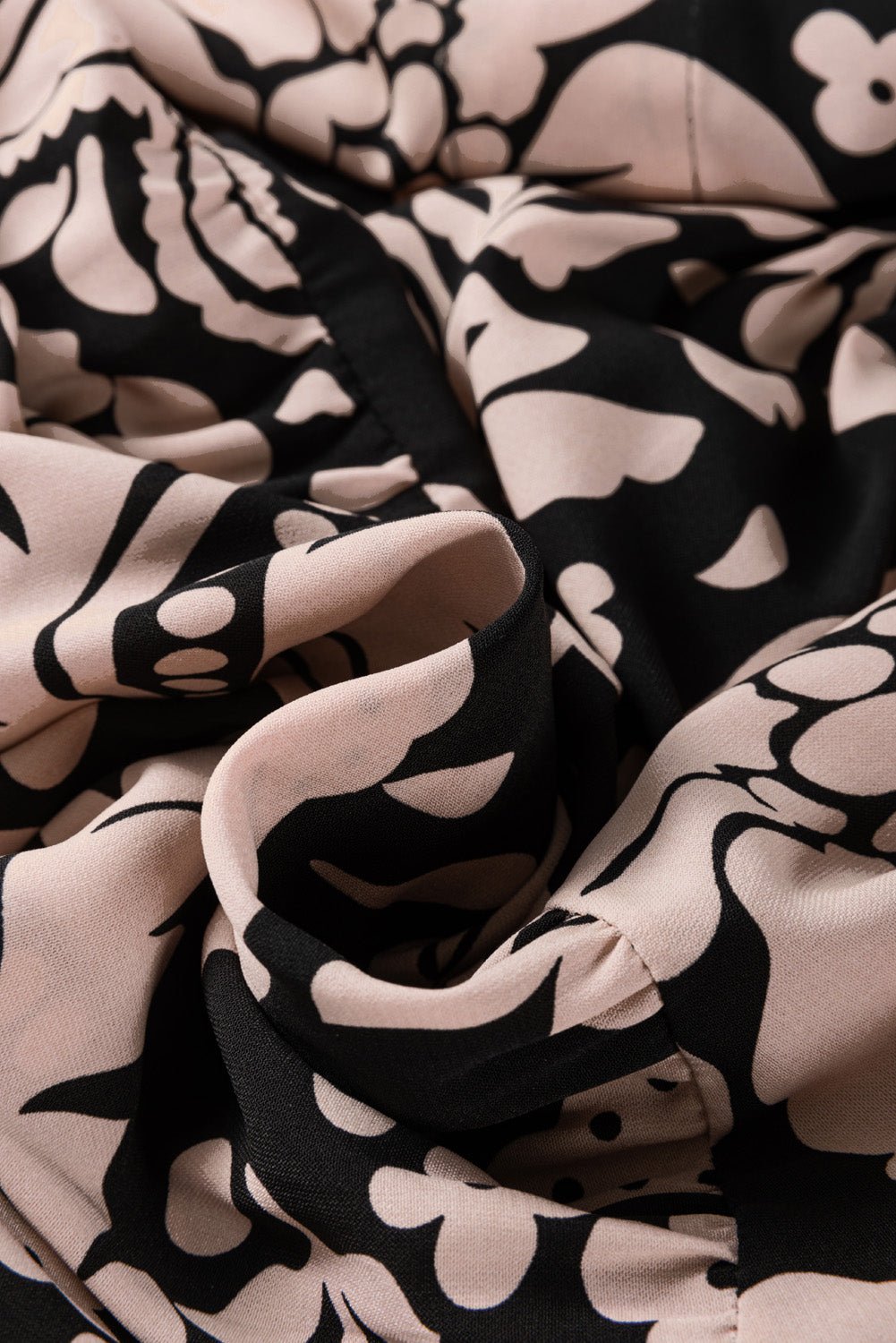 Black Plus Size Floral Printed Puff Sleeve Collared Maxi Dress - Naughty Girl Essentials