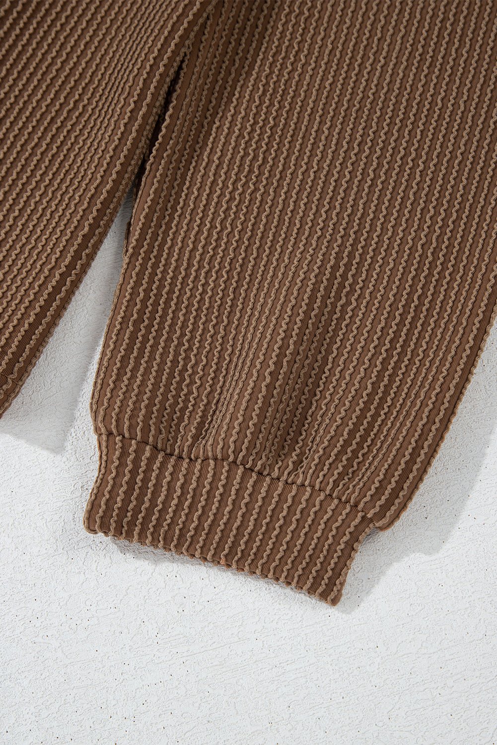 Chestnut Corded Knit Long Sleeve Top and High Waist Shorts Set - Naughty Girl Essentials