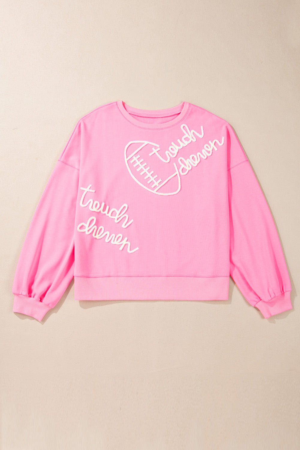 Pink Touch Down Rugby Football Embroidered Plus Size Sweatshirt - Naughty Girl Essentials
