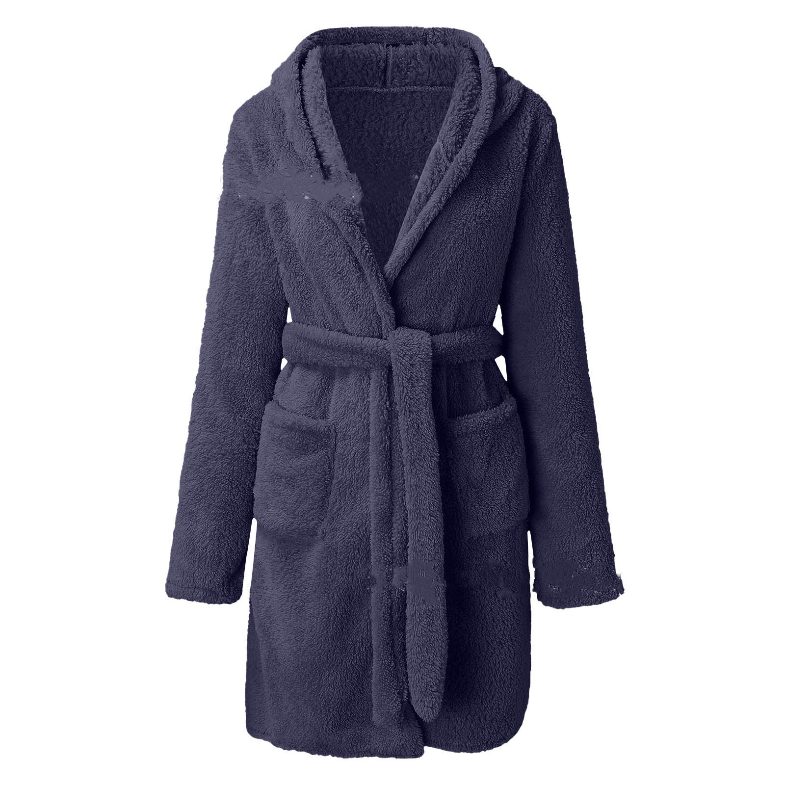 Solid Colour Hooded Home Warm Bathrobe For Women - Naughty Girl Essentials